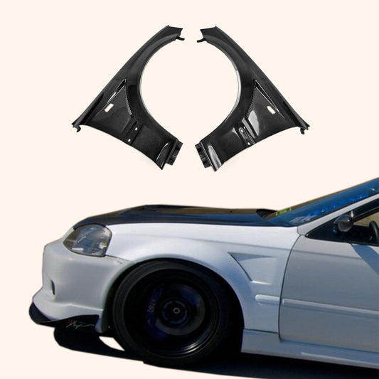99-00 EK Civic Hatch Back Js Racing Front Fender +20mm Carbon