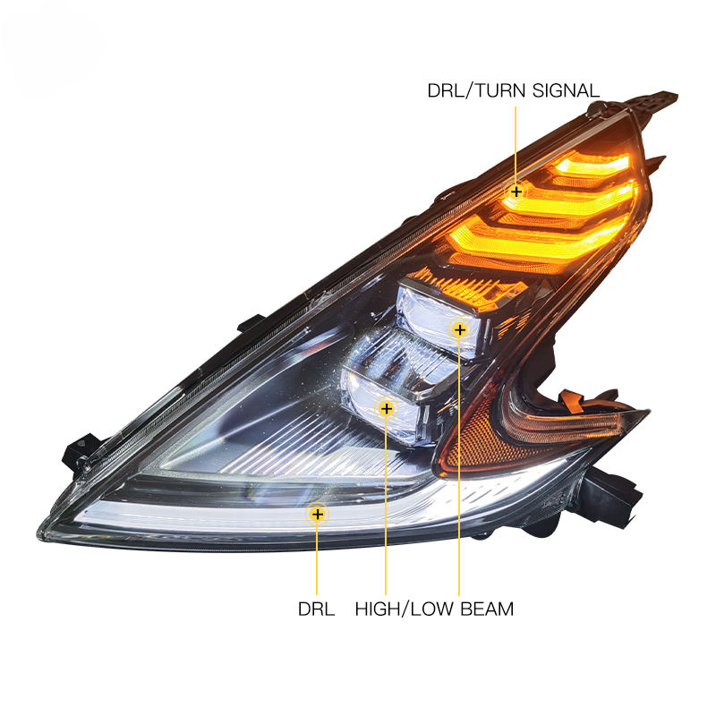 Nissan 370Z Z34 OEM LED Lightning Bolt Head Lights 2008-2021 Pair
