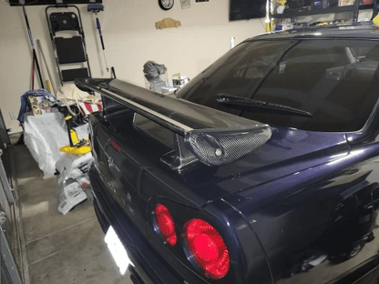 1999-2002 Nissan Skyline R34 GTR OEM Rear Spoiler With Blade + Caps Kazento Carbon Parts