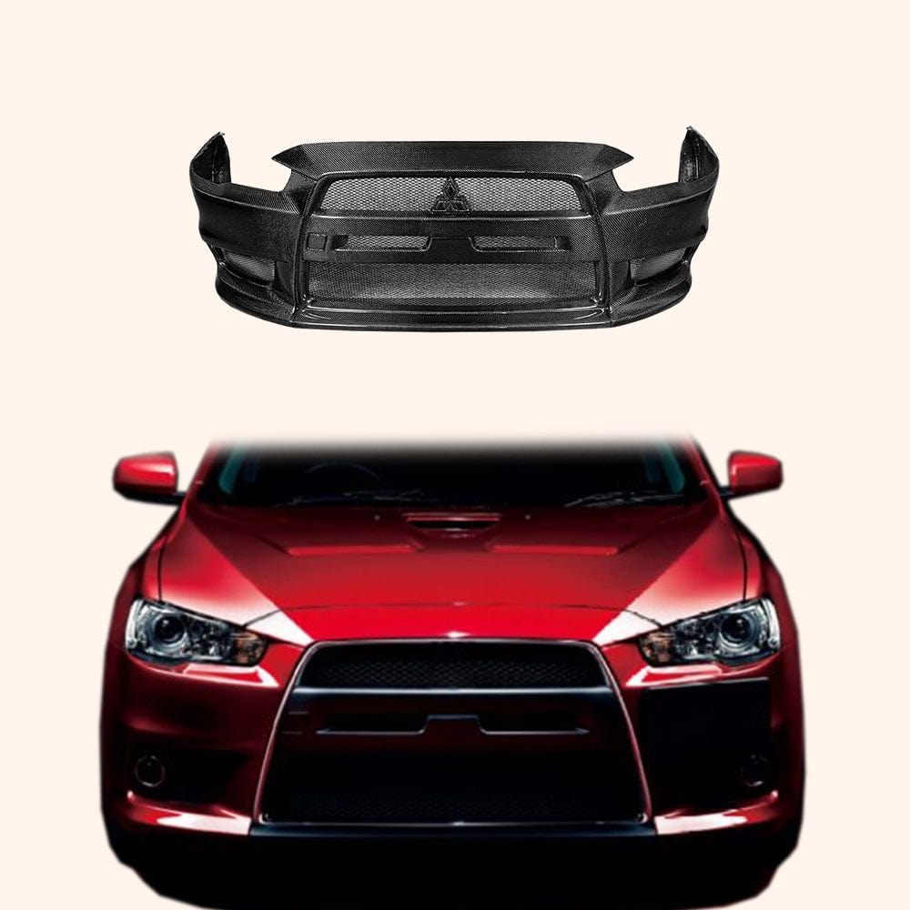 2007-16 Mitsubishi Evolution X EVO 10 Carbon OEM Style Front Bumper Kazento Carbon Parts Carbon Fiber EVO10-FB-OE-CF