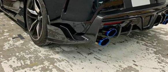 For Toyota 19+ Supra A90 TMS Type Carbon Fiber Rear Under Diffuser Side Canards - Kazento Carbon Parts