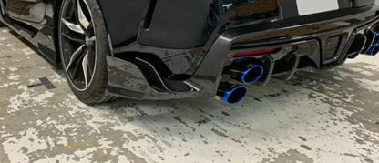 For Toyota 19+ Supra A90 TMS Type Carbon Fiber Rear Under Diffuser Side Canards - Kazento Carbon Parts