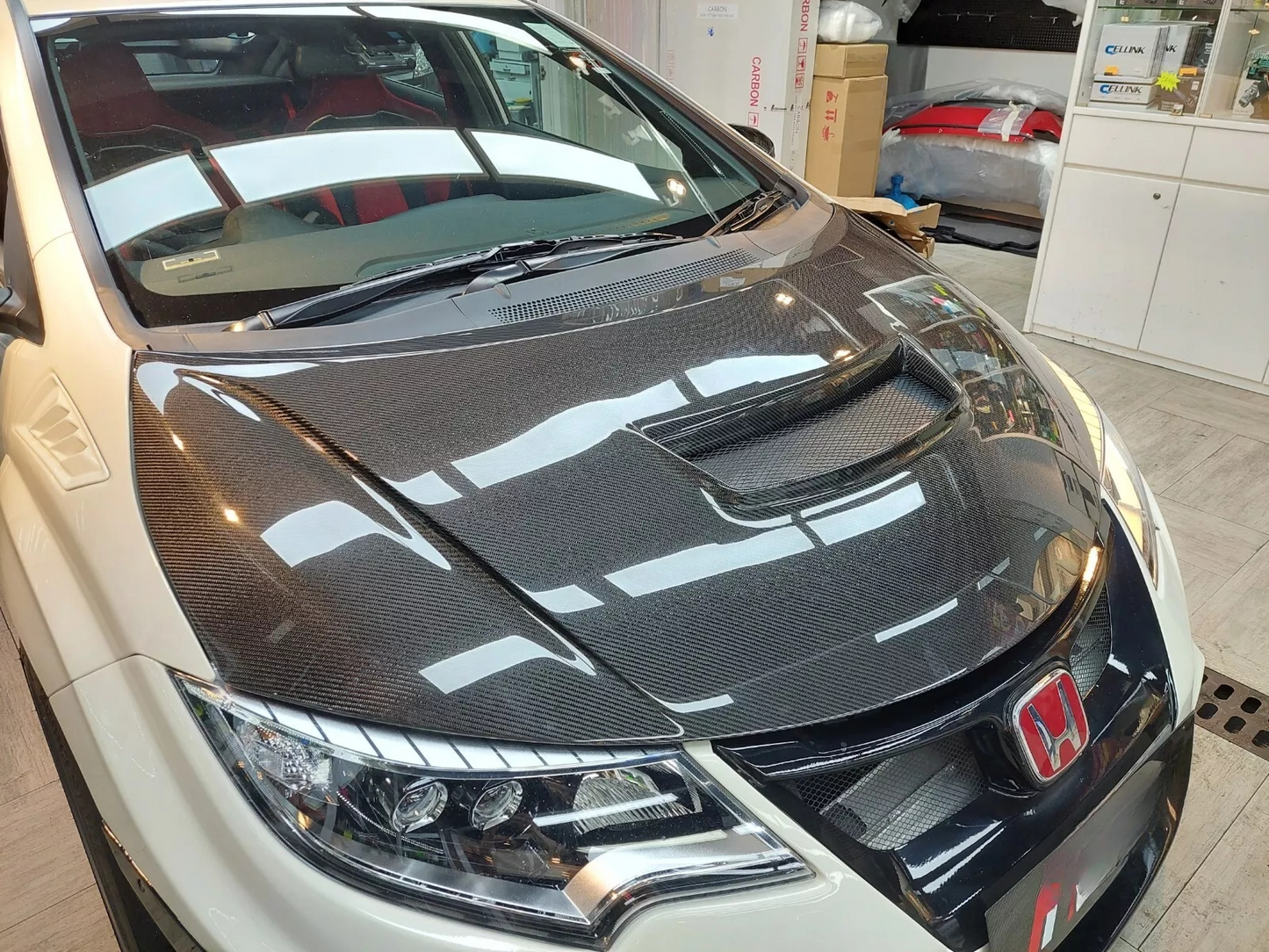 Honda Civic Type R FK2 Hatchback 15-17 Carbon WRC Style Vented Hood