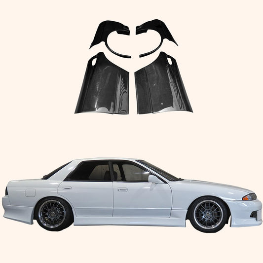 Kazento For Nissan Skyline R32 Sedan 4-Door Carbon Fiber Rear Door Fender Panel (4pcs) - Kazento Carbon Parts