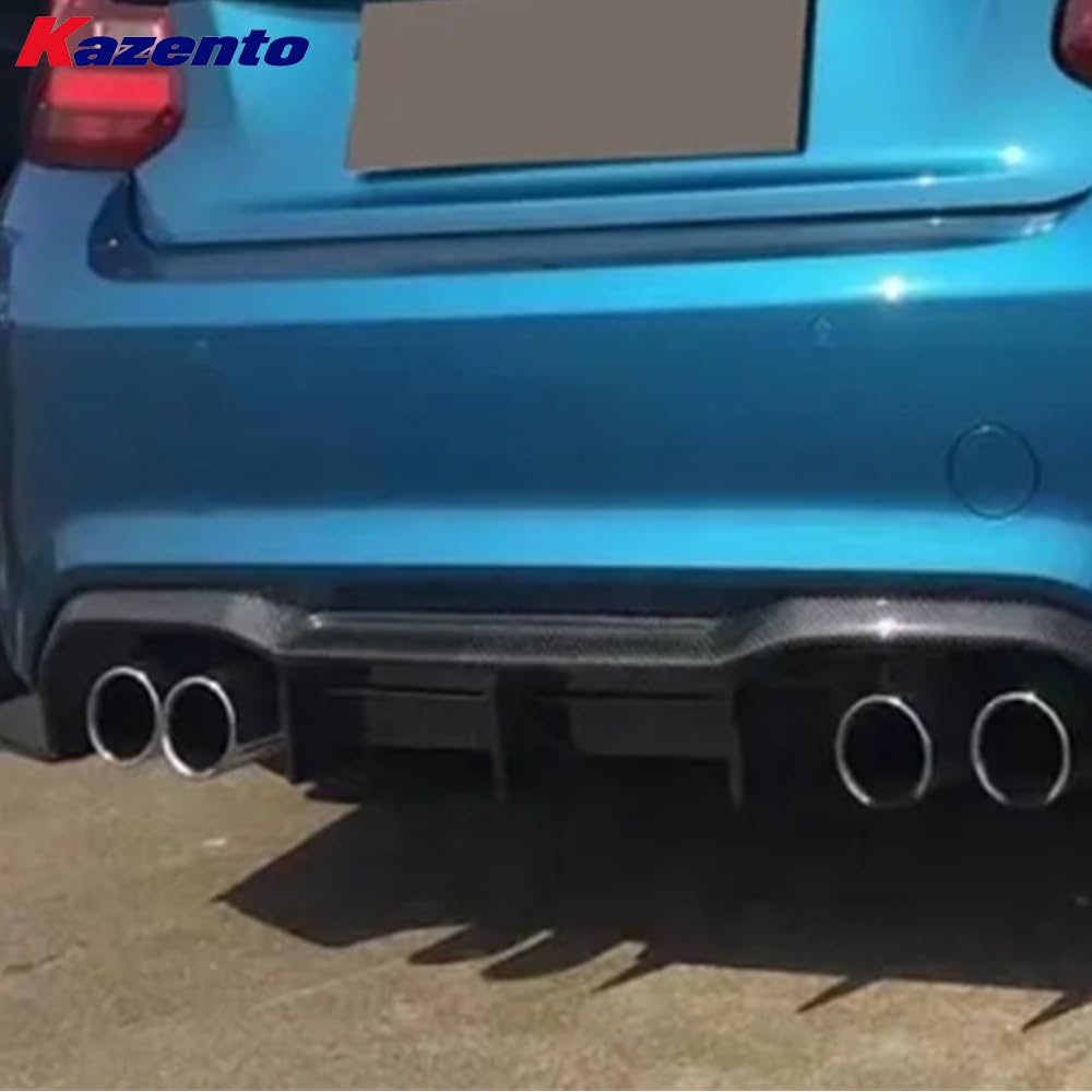 Kazento For BMW M2 F87 Coupe 2016-21 Carbon MTC Style Rear Bumper Diffuser Lip 3pcs - Kazento Carbon Parts