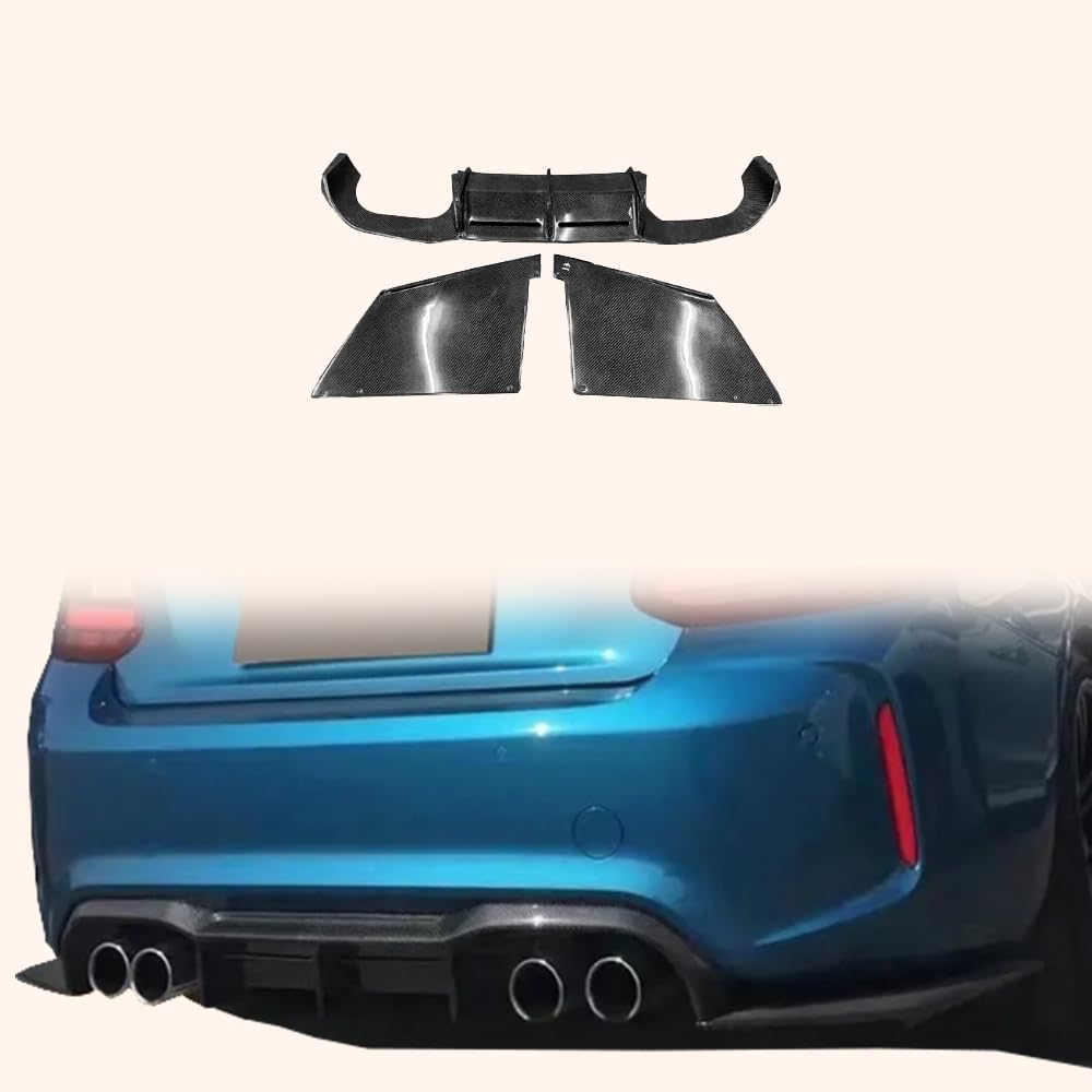 Kazento For BMW M2 F87 Coupe 2016-21 Carbon MTC Style Rear Bumper Diffuser Lip 3pcs - Kazento Carbon Parts