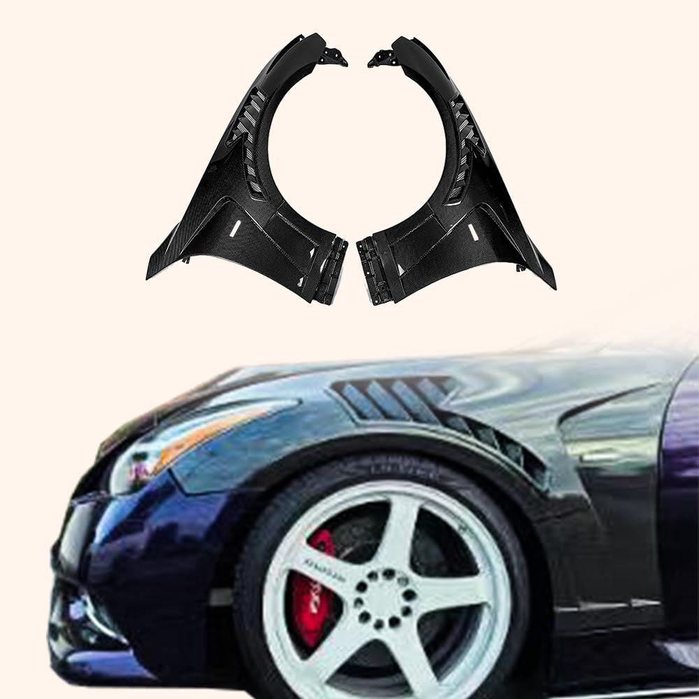 Kazento For Infiniti G37 2 Door Coupe 2008-13 Carbon V3 Style Front Bumper Vent Fender - Kazento Carbon Parts