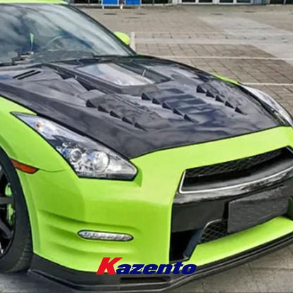 Kazento USA Shipping For Nissan GTR R35 CBA DBA CLR Style Vented Clear Glass Carbon Fiber Front Hood - Kazento Carbon Parts
