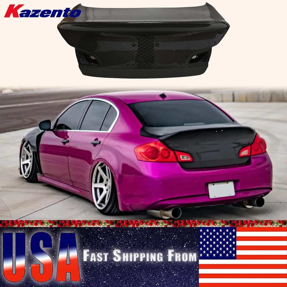 Kazento USA Shipping For Infiniti G37 Sedan 4 Door Honeycomb Carbon Dcuktail Style Rear Trunk Boot Lid - Kazento Carbon Parts