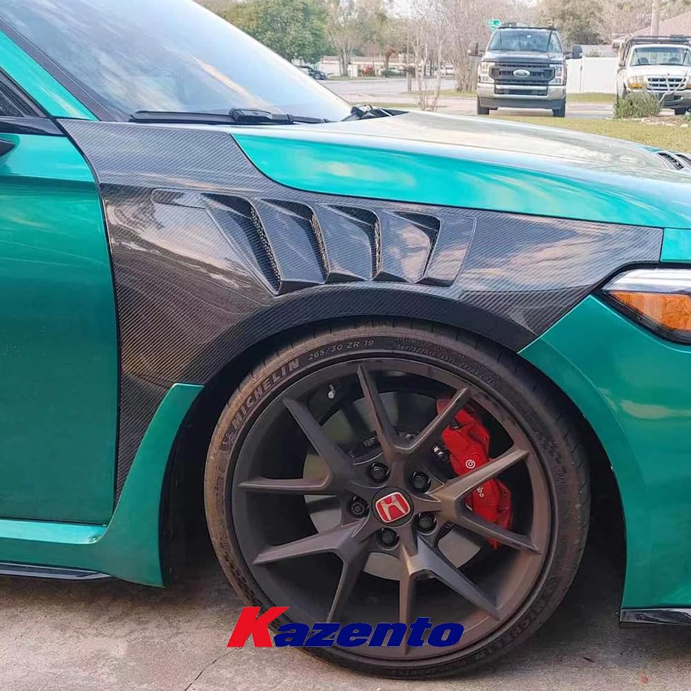 Kazento For Honda Civic Type R FL5 KZ Style Honeycomb Carbon Cooling Vented Front Fender - Kazento Carbon Parts