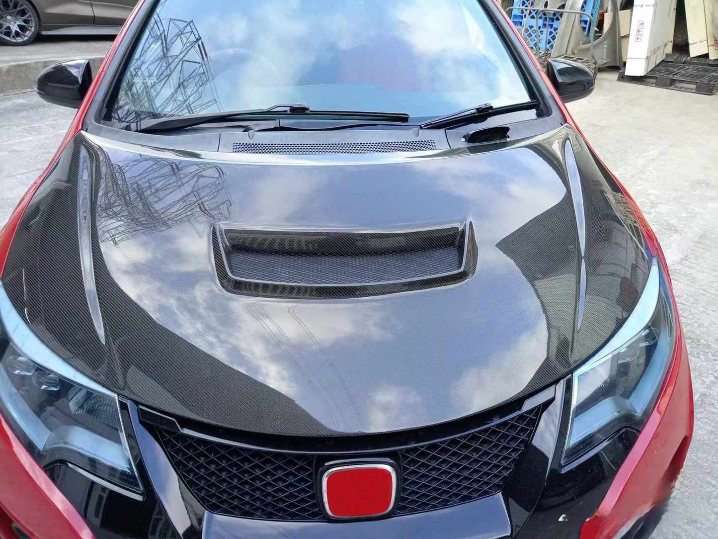Honda Civic Type R FK2 Hatchback 15-17 Carbon WRC Style Vented Hood