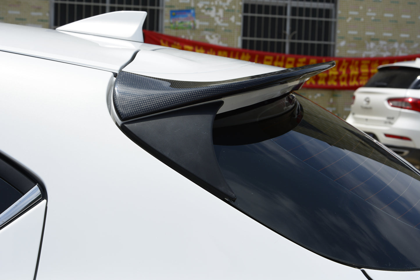 For Mazda 3 Axela 2017-18 5D Hatchback Carbon KZB Rear Roof Spoiler Wing Lip - Kazento Carbon Parts