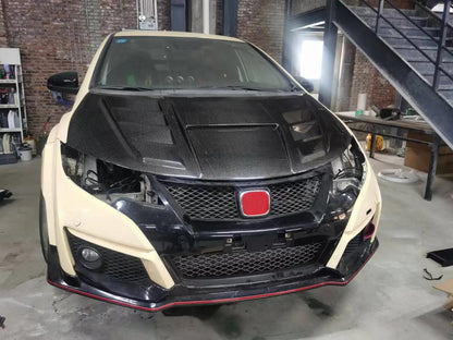 Honda Civic Type R FK2 15-17 Double Side Carbon Front Vented Hood