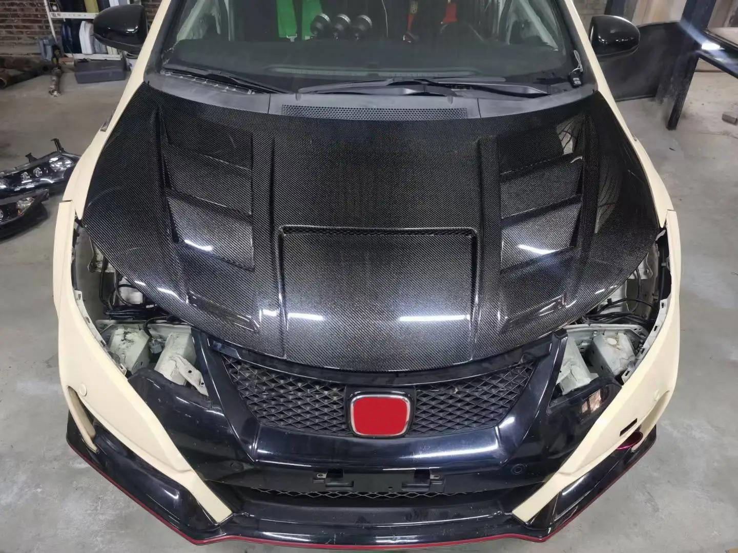 Honda Civic Type R FK2 15-17 Double Side Carbon Front Vented Hood