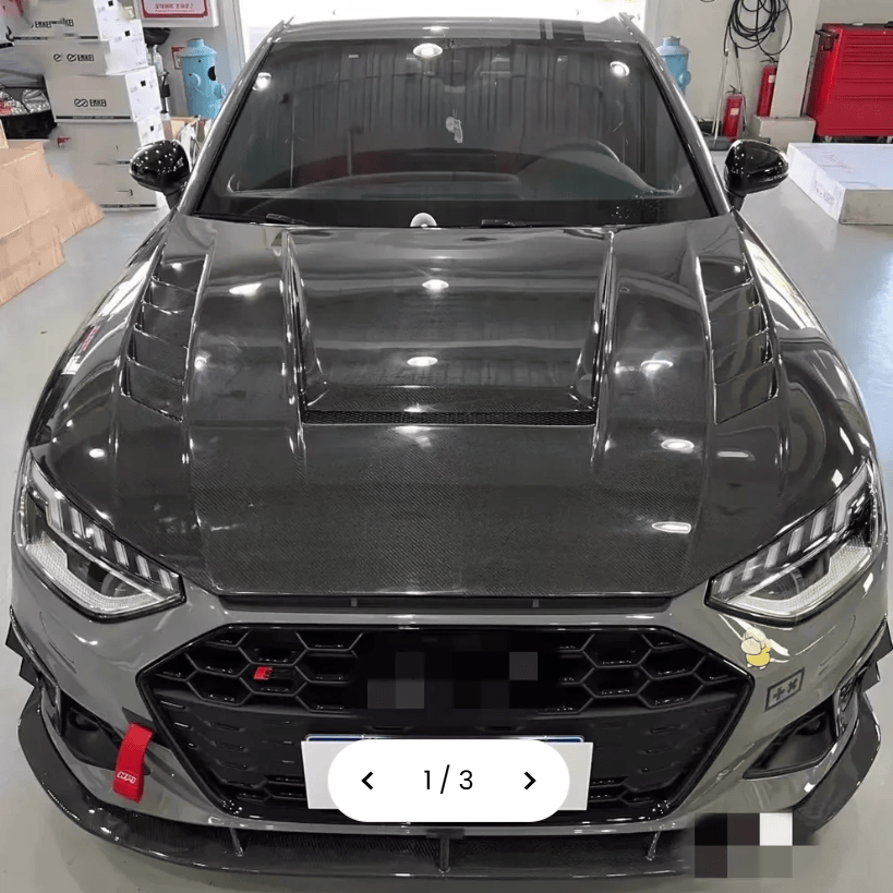 Audi A4 S4 RS4 B9 B9.5 Vented Hood Bonnet 2016-2023 Kazento Carbon Parts Carbon Fiber S4-HOOD-ADL-CF
