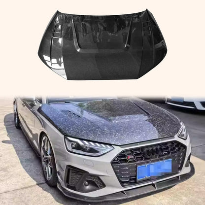 Audi A4 S4 Sline RS4 B9 B9.5 Front Vents Hood Bonnet 2016-2023 Kazento Carbon Parts Carbon Fiber RS4-HOOD-LN-CF