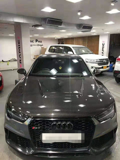 AUDI A7 S7 RS7 C7 C7.5 Front Vented Bonnet Hood 2013-2018 Kazento Carbon Parts Carbon Fiber A7-HOOD-LN-CF