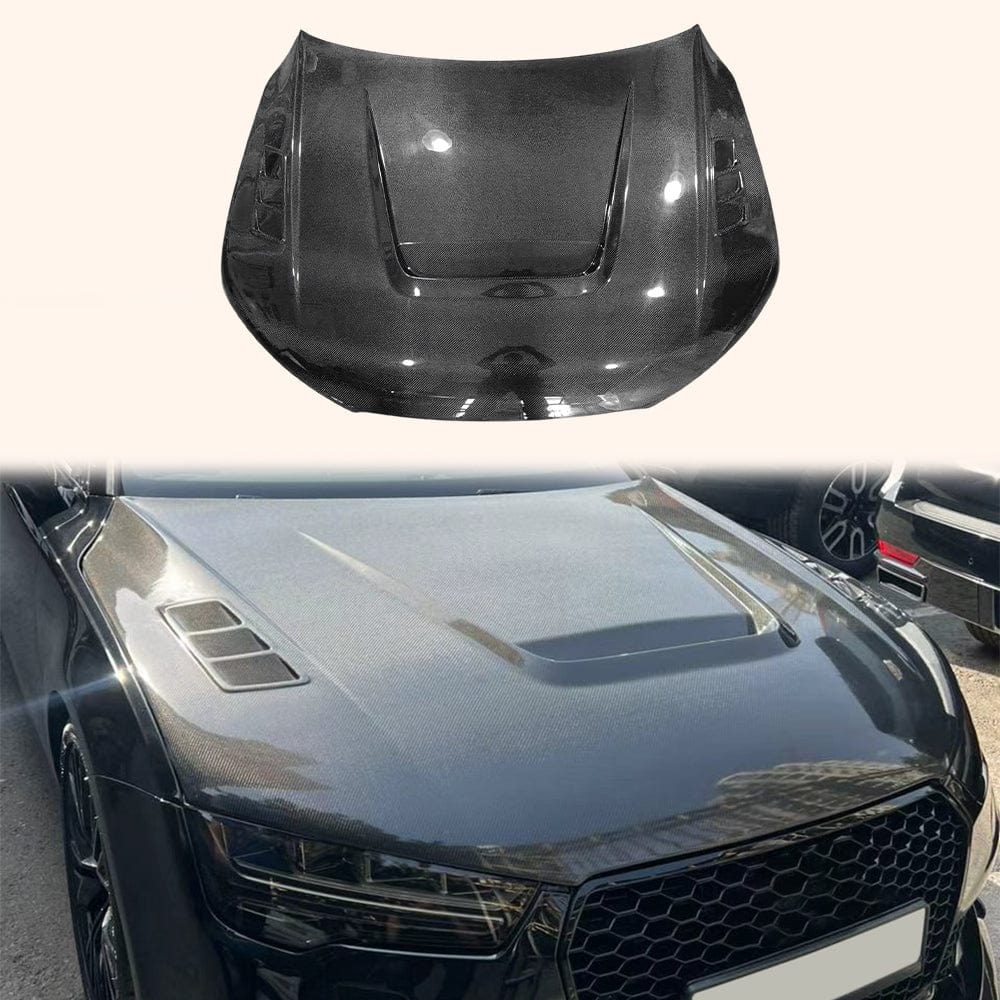 AUDI A7 S7 RS7 C7 C7.5 Front Vented Bonnet Hood 2013-2018 Kazento Carbon Parts Carbon Fiber A7-HOOD-LN-CF