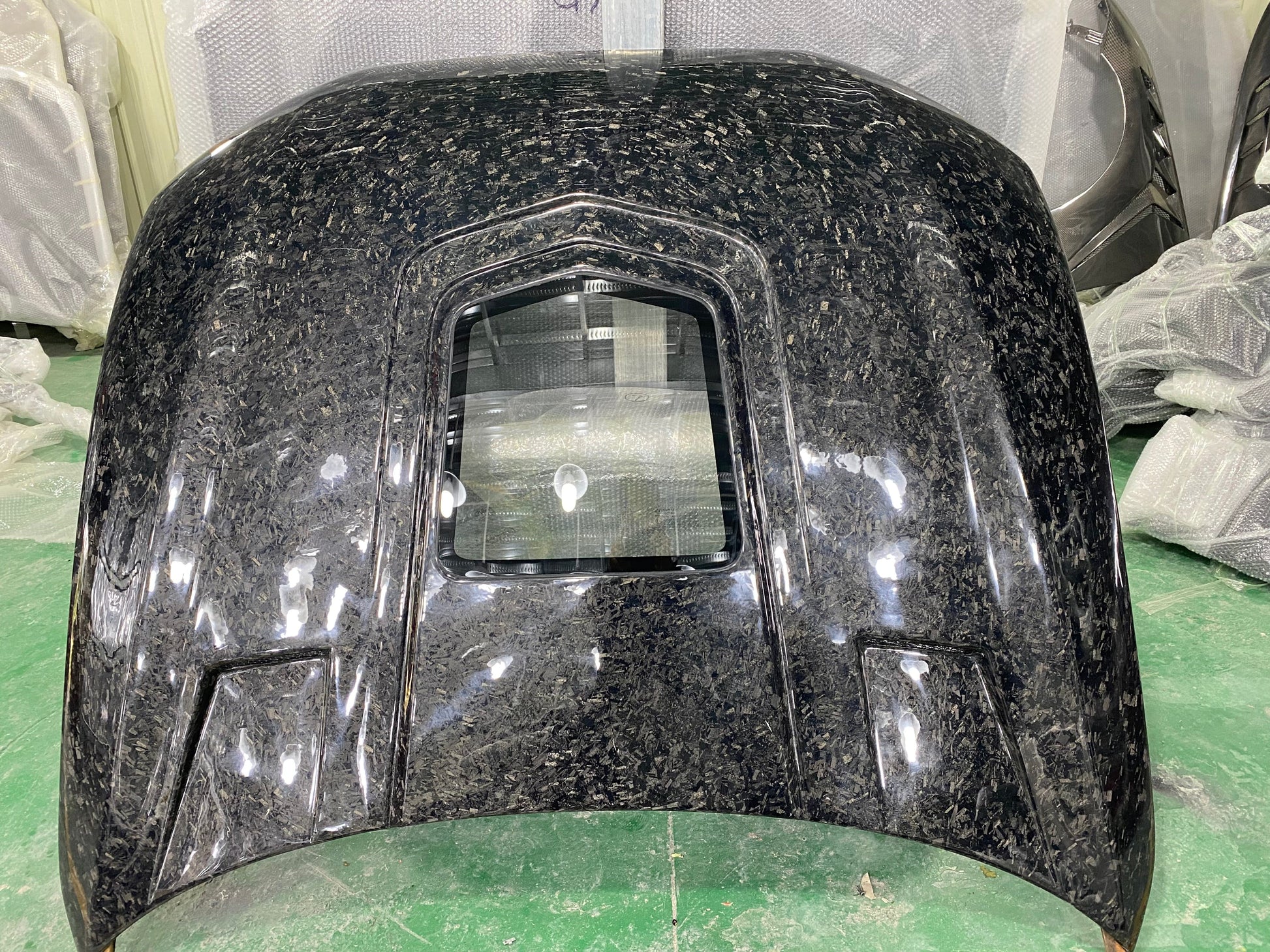 AUDI A7 S7 RS7 C7 Front Vented Hood Bonnet With Glass 2014-2017 Kazento Carbon Parts