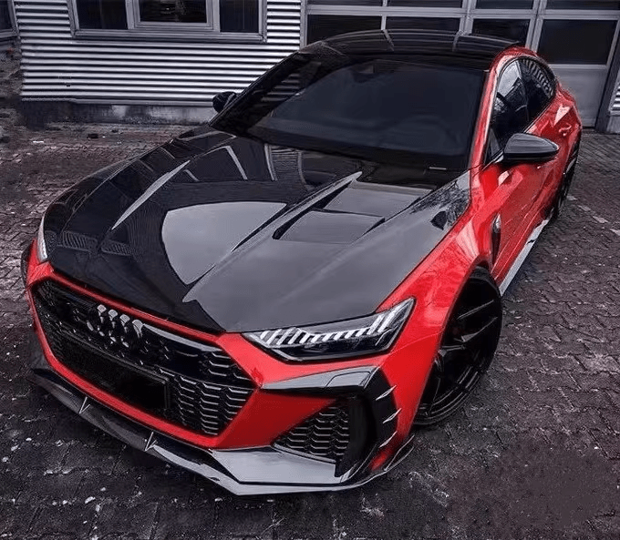 AUDI A7 S7 RS7 C8 C8.5 Front Vented Bonnet Hood 2019-2025 Kazento Carbon Parts Carbon Fiber RS7-HOOD-LN-CF