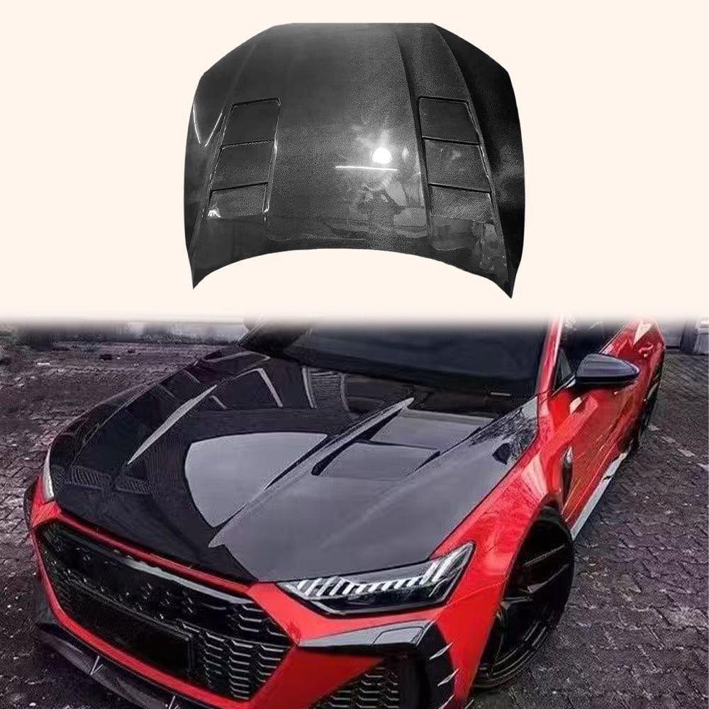 AUDI A7 S7 RS7 C8 C8.5 Front Vented Bonnet Hood 2019-2025 Kazento Carbon Parts Carbon Fiber RS7-HOOD-LN-CF