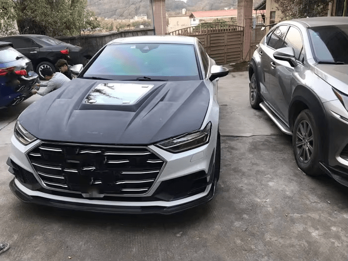 AUDI A7 S7 RS7 C8 C8.5 Vented Bonnet Hood 2019-2025 Kazento Carbon Parts Carbon Fiber S7-HOOD-LN-CF