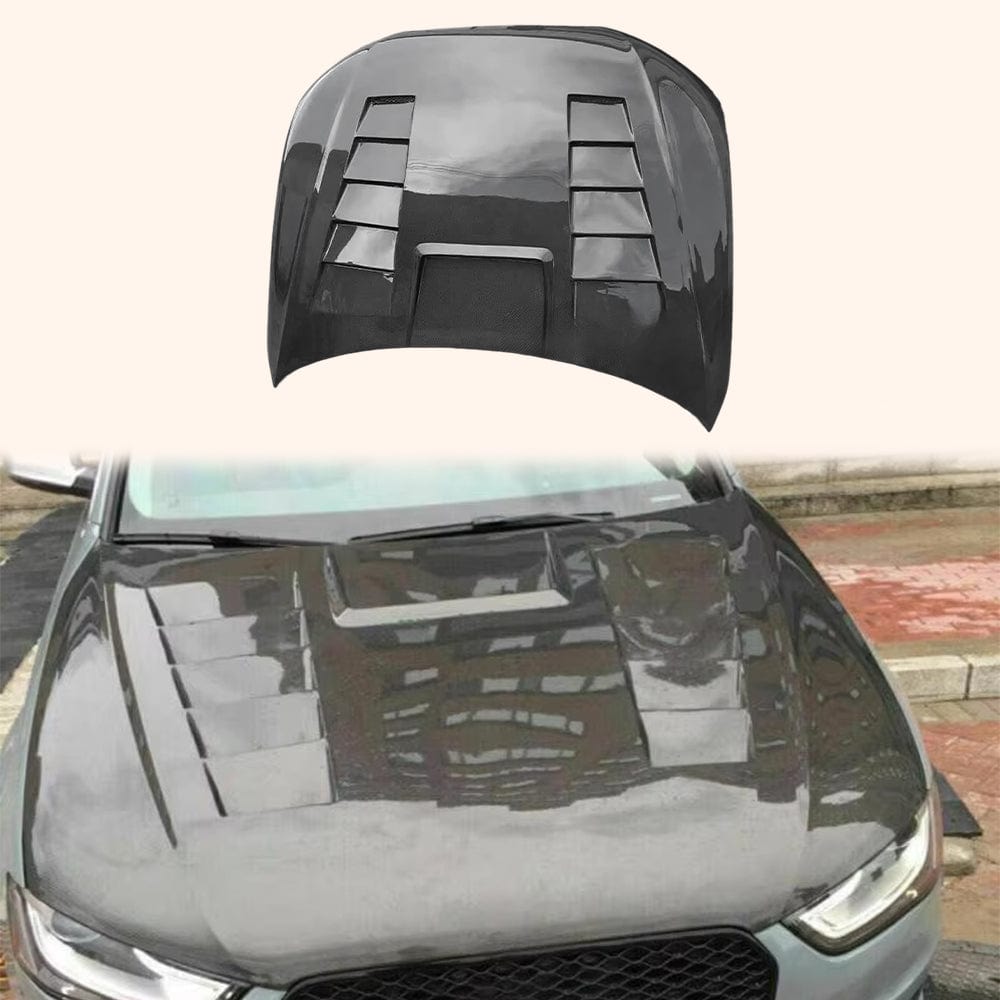 Audi B8.5 A4 S4 RS4 S-Line Front Vented Bonnet Hood 2013-2016 Kazento Carbon Parts Carbon Fiber A4B85-HOOD-LN-CF