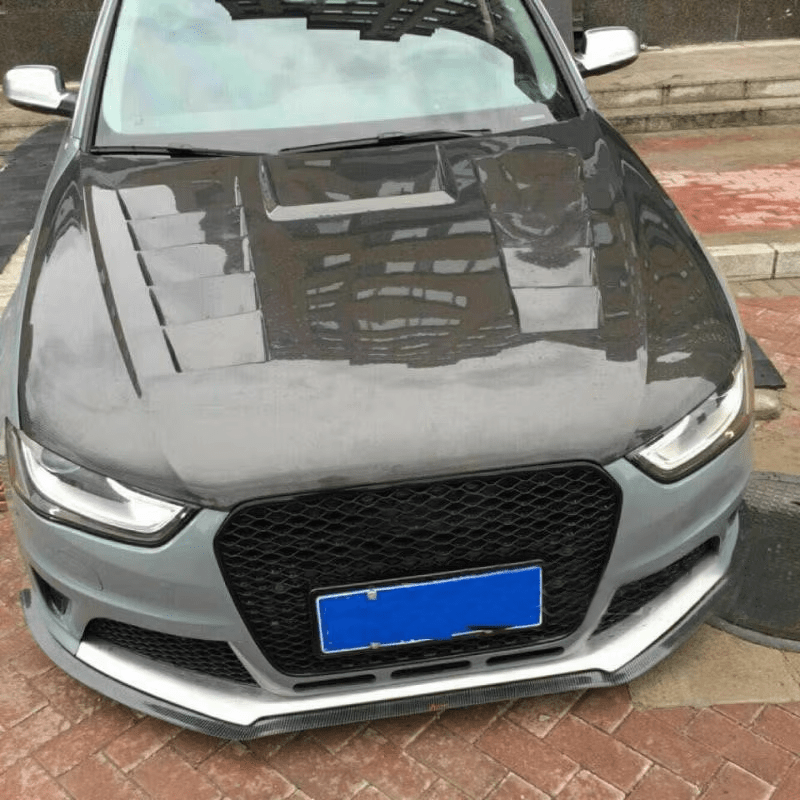 Audi B8.5 A4 S4 RS4 S-Line Front Vented Bonnet Hood 2013-2016 Kazento Carbon Parts Carbon Fiber A4B85-HOOD-LN-CF