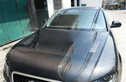 Audi B8 S-Line A4 S4 RS4 Front Vented Bonnet Hood 2008-2012 Kazento Carbon Parts Carbon Fiber A4-HOOD-LN-CF