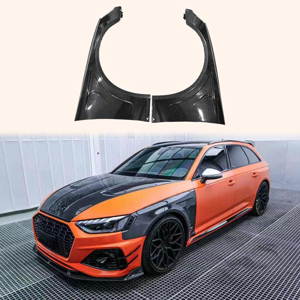 AUDI RS4 S4 A4 B9 B9.5 AE style Front Vents Fenders 2017-2025 Kazento Carbon Parts Carbon Fiber RS4-FF-LN-CF