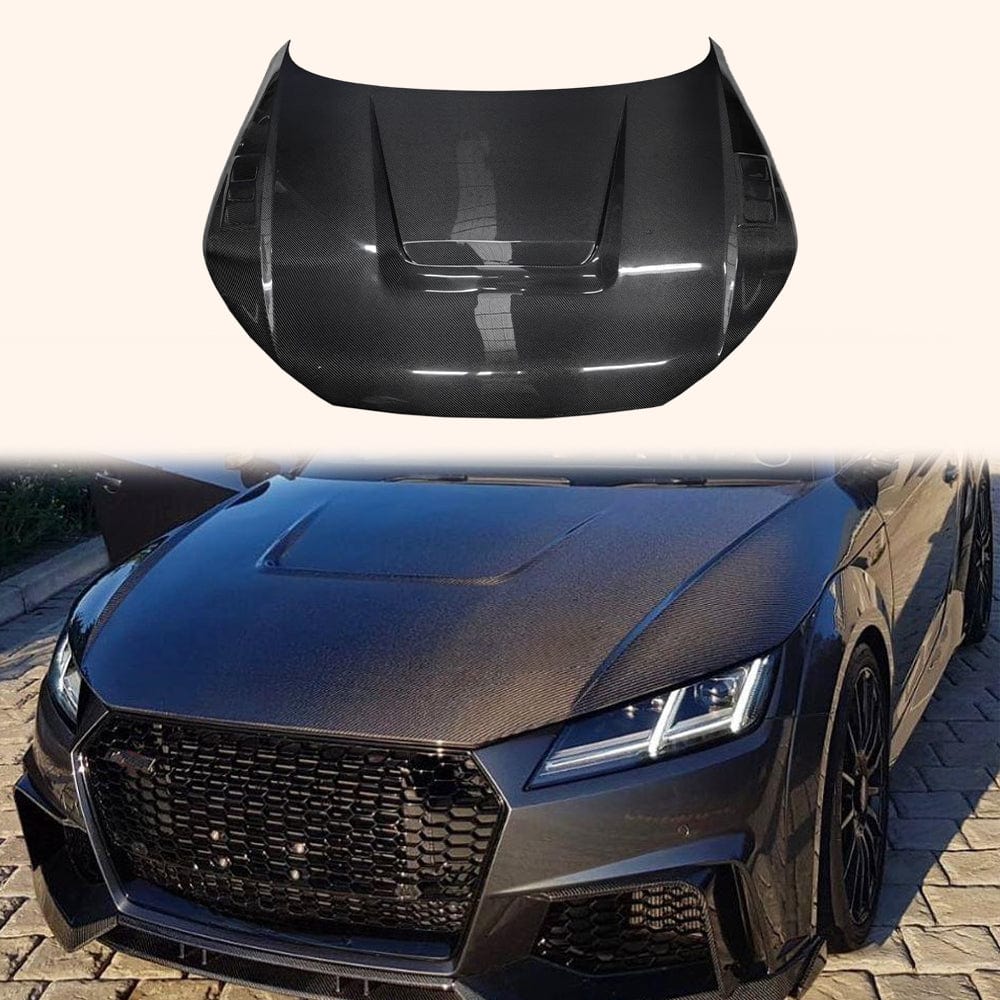 AUDI TT TTS TTRS 8S 8S.5 MK3 Vented Bonnet Hood 2016-2024 Kazento Carbon Parts Carbon Fiber TTS-HOOD-LN-CF