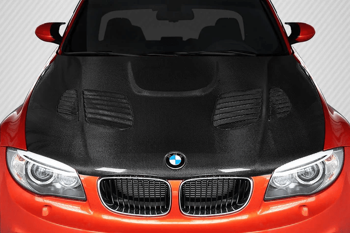 BMW 1 Series M Coupe E82 E88 GTR Front Vented Bonnet Hood 2008-2013 Kazento Carbon Parts Carbon Fiber E82-HOOD-GTR-CF