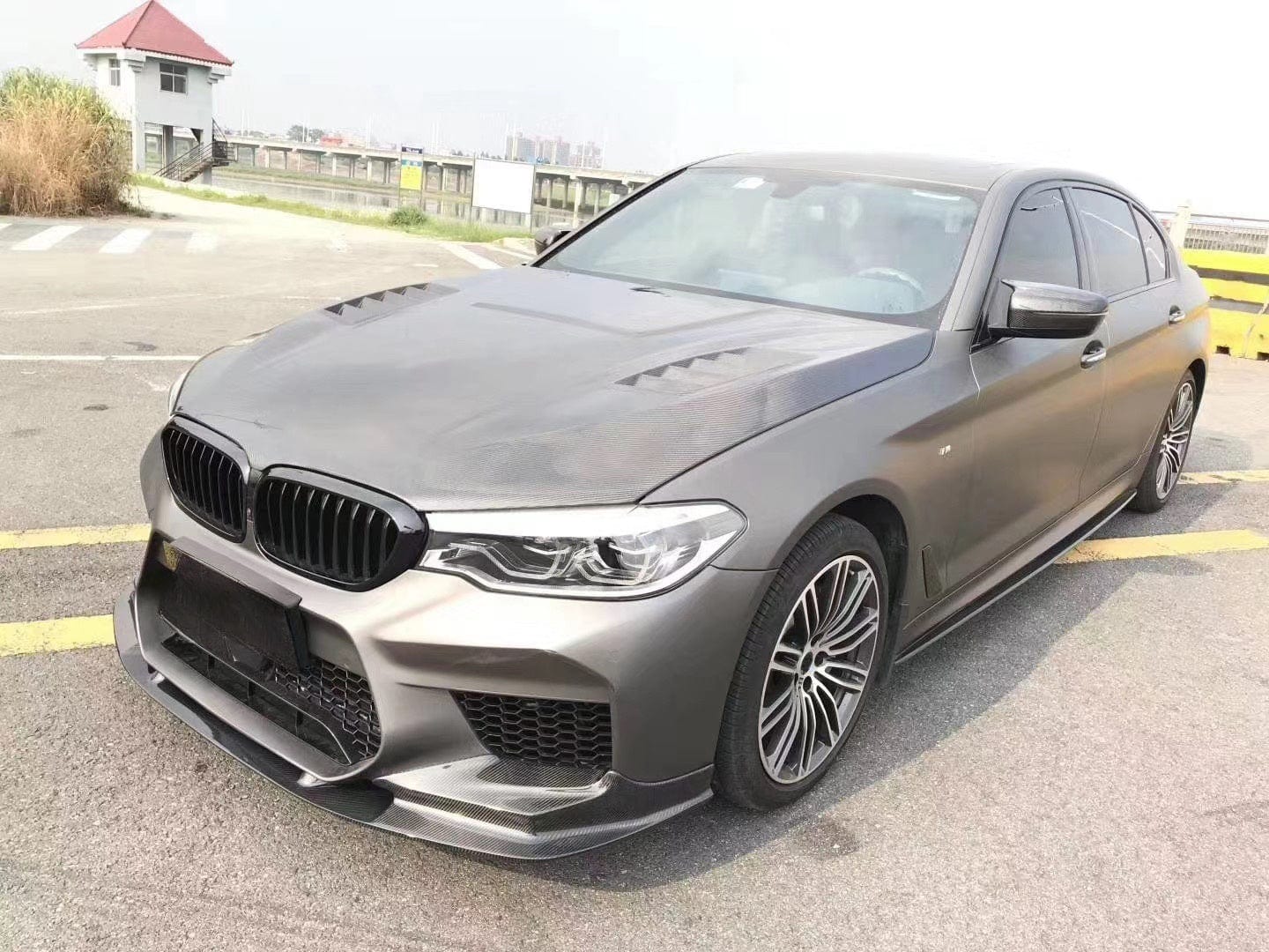 BMW M5 F90 4 Door 3D Style Front Bumper Lip 2017-2019 Kazento Carbon Parts Carbon Fiber F901719-FL-3D-CF