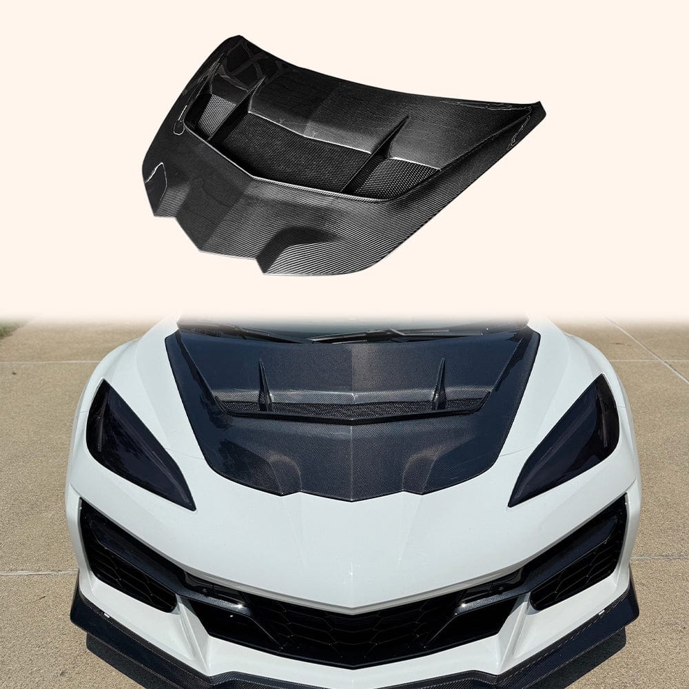 C8 Corvette Stingray Z06 E-Ray ZR2 Style Hood 2020-2024 Kazento Carbon Parts Bonnets/Hoods