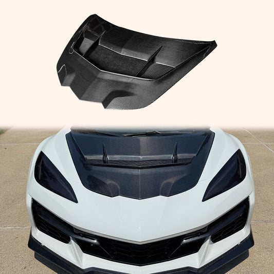 C8 Corvette Stingray Z06 E-Ray ZR2 Style Hood 2020-2024 Kazento Carbon Parts Bonnets/Hoods