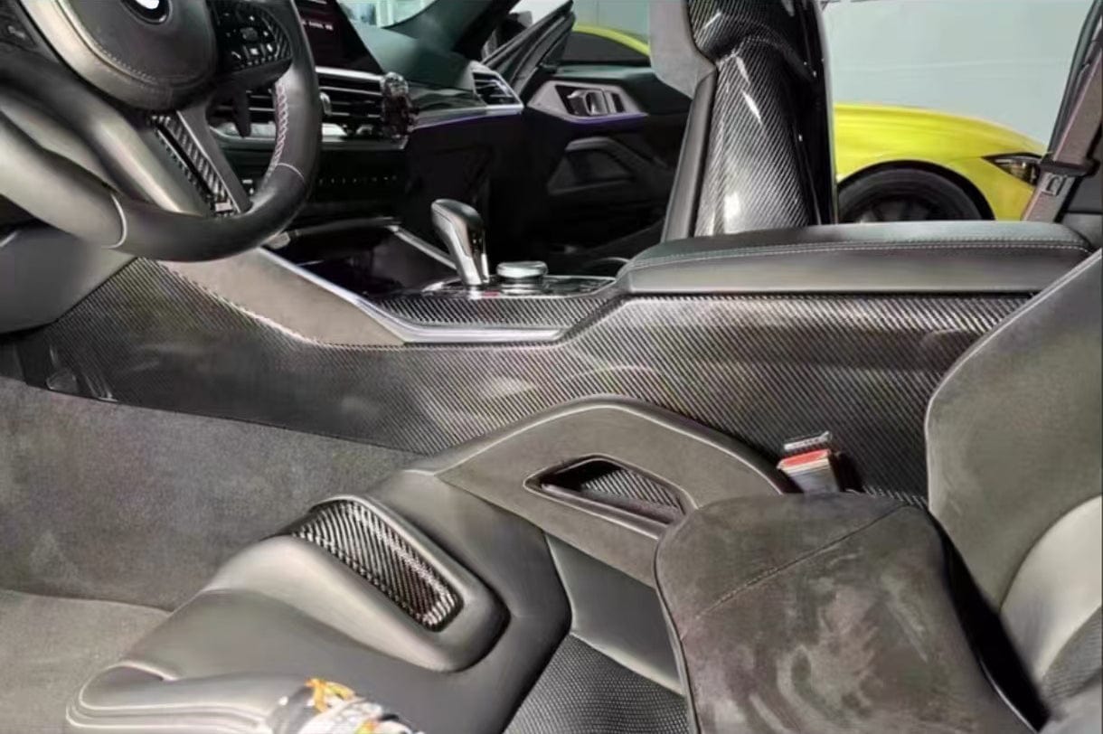 Carbon Center Console Side Cover For BMW M3 G80 G81 M4 G82 G83 20-24  Kazento Carbon Parts Carbon Fiber M3M4G80-CONSC-KZ-CF
