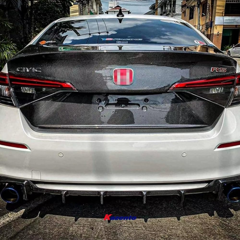 Carbon DuckStyle Rear Trunk Boot Lid For Honda Civic FE1 Sedan 22-24 Kazento Carbon Parts 车身侧板 Carbon Fiber FE1-TRUNK-DUCK-CF