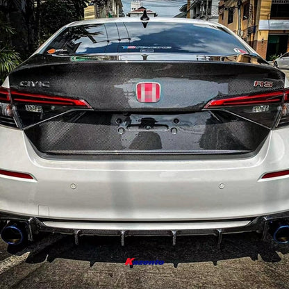 Carbon DuckStyle Rear Trunk Boot Lid For Honda Civic FE1 Sedan 22-24 Kazento Carbon Parts 车身侧板 Carbon Fiber FE1-TRUNK-DUCK-CF