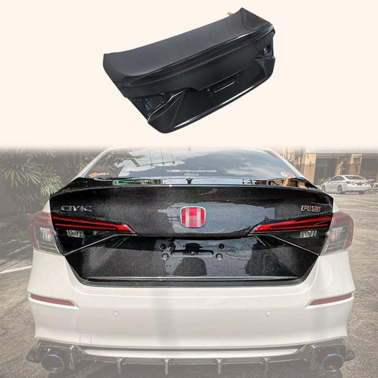 Carbon DuckStyle Rear Trunk Boot Lid For Honda Civic FE1 Sedan 22-24 Kazento Carbon Parts 车身侧板 Carbon Fiber FE1-TRUNK-DUCK-CF