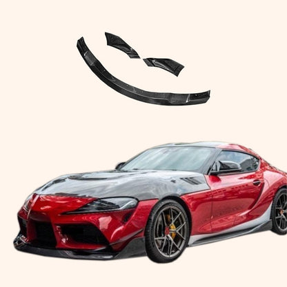 Carbon Front Bumper Lip 3pcs For Toyota GR Supra MK5 A90 A91 2019-24 Kazento Carbon Parts Carbon Fiber A90-FL-3P-P3-CF