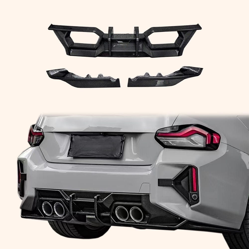 Carbon Rear Bumper Diffuser Lip For BMW M2 G87 Coupe 2 Door 2023-24 Kazento Carbon Parts Carbon Fiber M2G87-DIF-KZW-CF