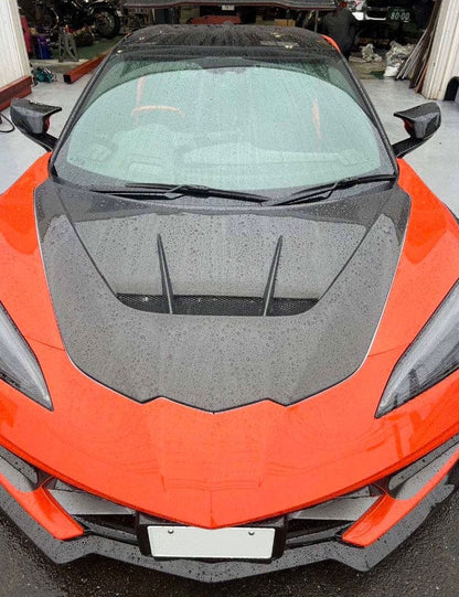 Chevrolet Corvette C8 Front Vented Cooling Hood 2020-2024 Kazento Carbon Parts Bonnets/Hoods Carbon Fiber CORVETTEC8-HOOD-ZR1-CF
