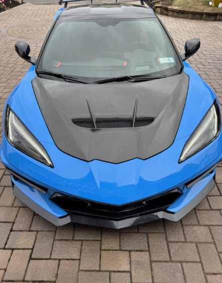 Chevrolet Corvette C8 Front Vented Cooling Hood 2020-2024 Kazento Carbon Parts Bonnets/Hoods Carbon Fiber CORVETTEC8-HOOD-ZR1-CF