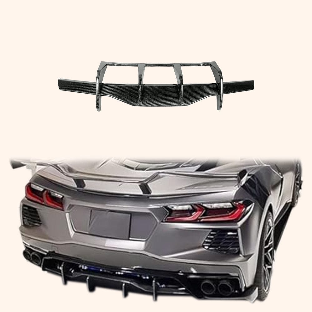 Chevrolet Corvette C8 Rear Bumper Diffuser Lip 2020-2024 Kazento Carbon Parts Carbon Fiber CORVETTEC8-DIF-KZ-CF