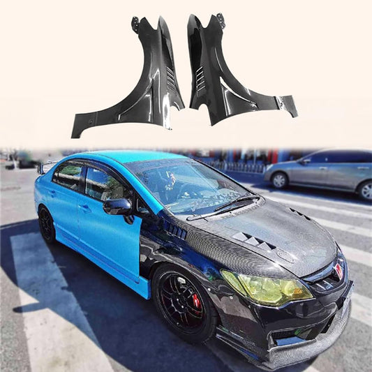 For 06-08 For Honda Civic Fd2 J2 Style Front Vented Fender Carbon Fiber