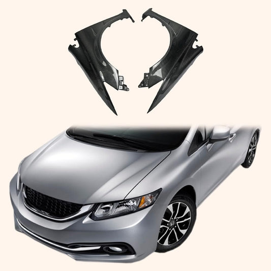 For 9Th Generation Civic 2012-2014 Fb2 Fb4 Fb6 Js Style For Honda Vented Wider Front Fender +20Mm Carbon Fiber Kazento Carbon Parts 车身侧板 FB2-FF-JS-CF