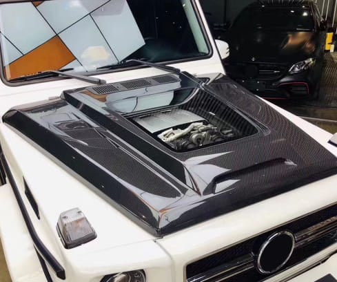For Benz G Class W463 M Style Front Vented Clear Hood 1998-2018