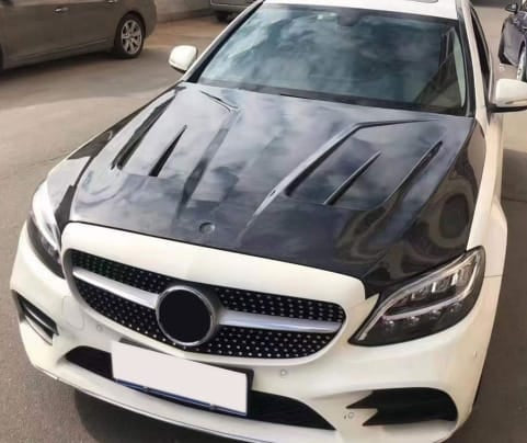 For Benz W205 Non-C63 MBJ Style Front Vented Hood 2016-2021