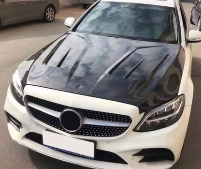 For Benz W205 Non-C63 MBJ Style Front Vented Hood 2016-2021