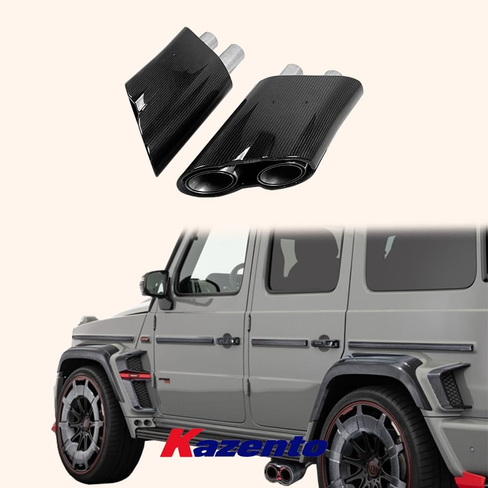 For Benz W463 W464 G63 G500 G505 G350 Exhaust Tip Muffler Dry Carbon Pair Kazento Carbon Parts 车身侧板 G500-TIP-DCF